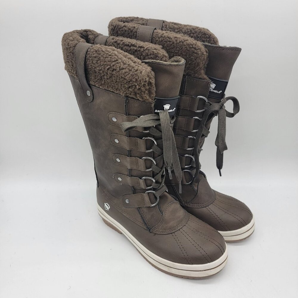 Womens Brown Lace Up Arctic Shield Winter Boots Warm Insulated‎ Size 7M EUC